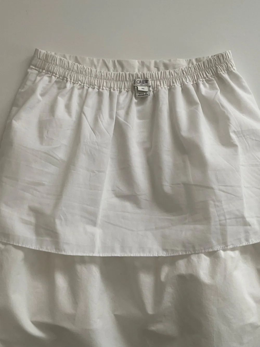 J.CREW Layered Ruffle Mini Skirt Sz 00 White Pull-On Clean Girl Romantic Boho